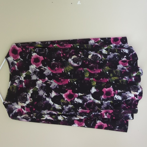 Grace Floral Scoop Neck High Low LS Blouse L Black Pink - Picture 8 of 12